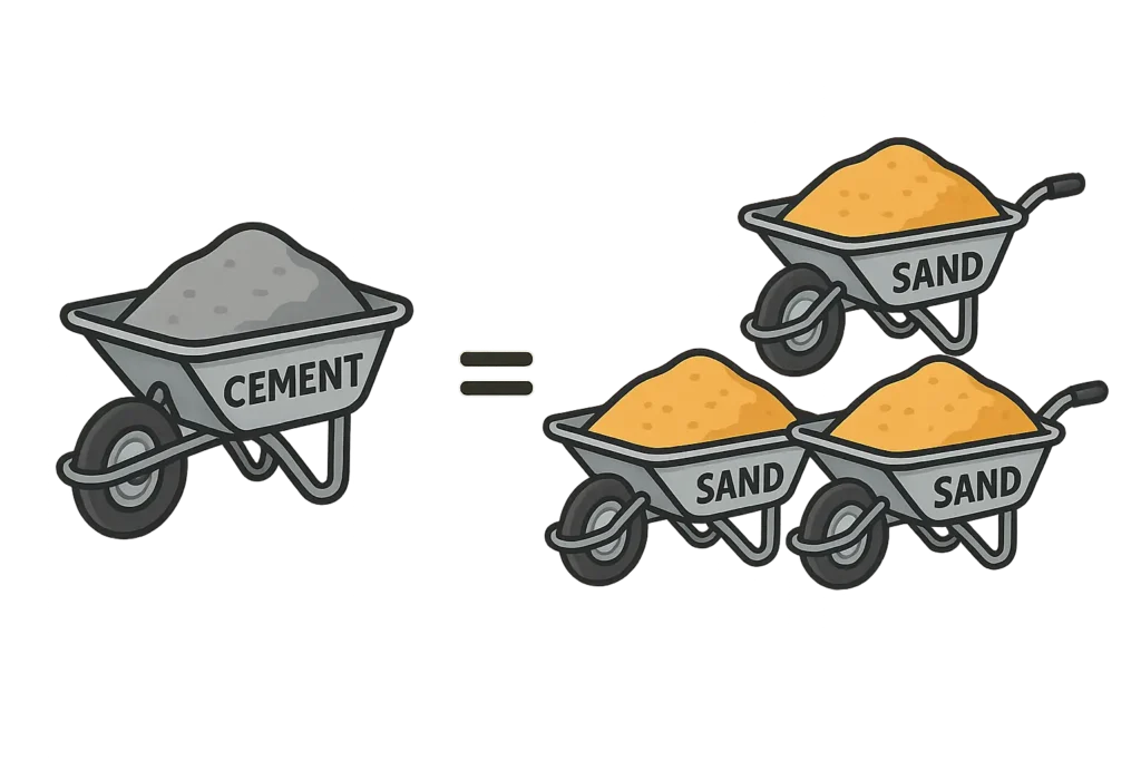 Illustration of Cement & Sand Ratio of 1:3