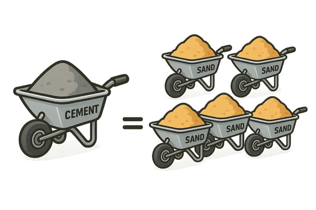 Illustration of Cement & Sand Ratio of 1:5
